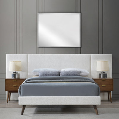 Byes Cream Boucle Extended Headboard Boucle Bed Frame