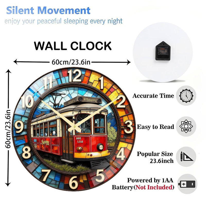 Horloge murale en verre teinté, horloge murale de 24 po