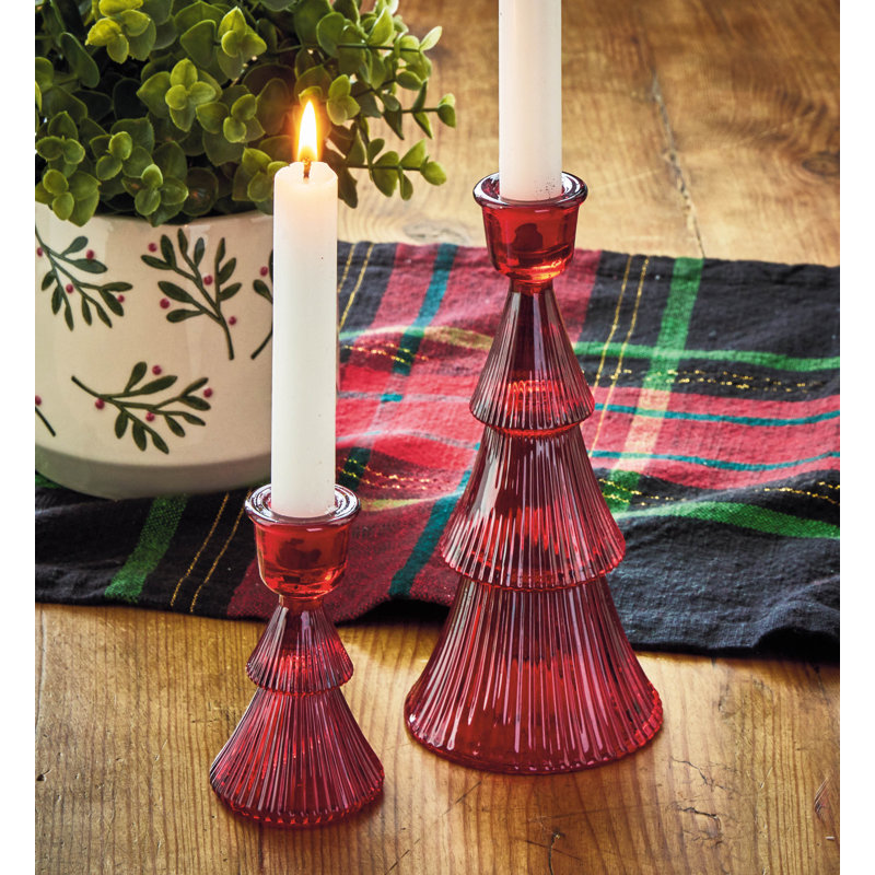 Tree Taper Holder Small, 7.5'' H x 3.5'' W x 3.5'' D, Red