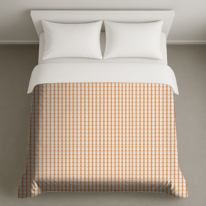 Housses de couette orange à pois géométriques, Twin