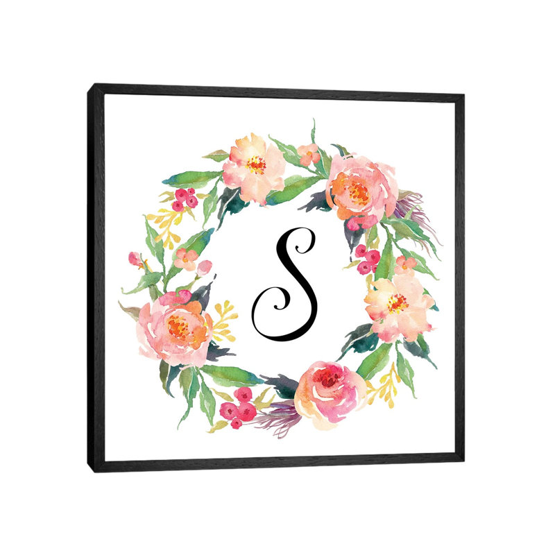 S (Initial) - Painting on Canvas, Black Framed, 45.72 cm H x 45.72 cm W