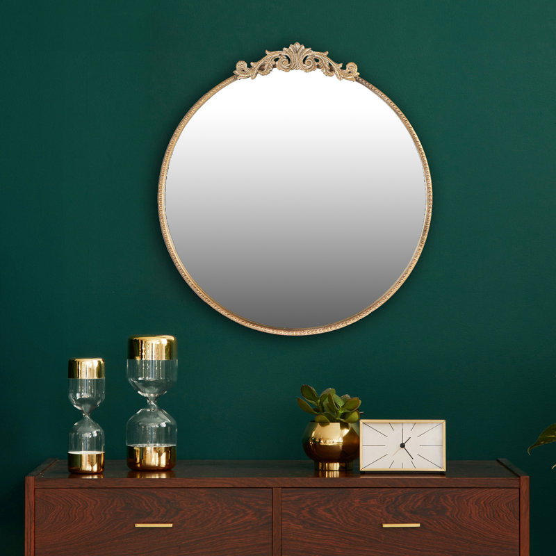 Flahiff Metal Flat Wall Mirror, Gold