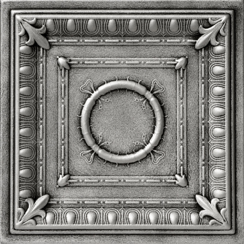 Antique Silver Romanesque Faux Tin Glue-Up Ceiling Tile