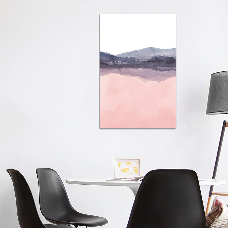 Watercolor Landscape Iv Indigo & Blush Pink - 2/2 by Nouveau Prints - Wrapped Canvas Gallery-Wrapped Canvas Giclée