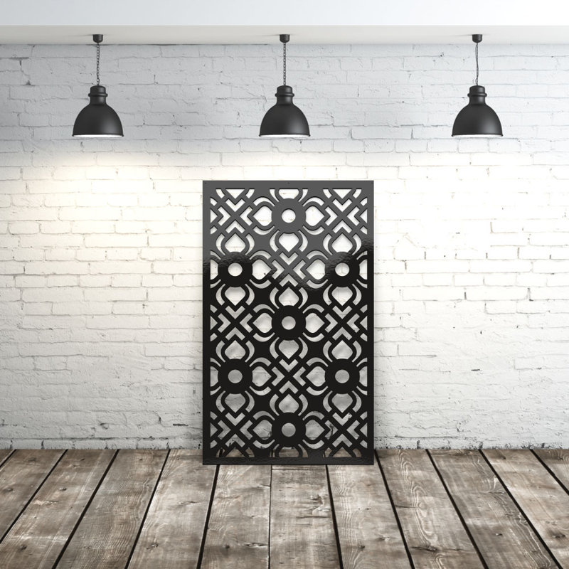 Panneau d'intimité en aluminium découpé au laser Celtic Flower Style 2, L 36 po x H 36 po, Noir mat