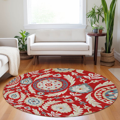 Premium Machine Washable Prisco Red Rug