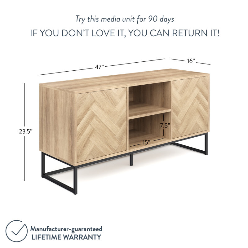 Herringbone TV Cabinet, Oak