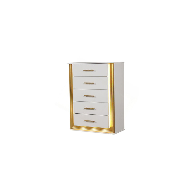 Commode 5 tiroirs de style contemporain en bois