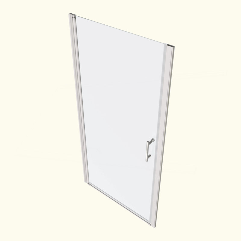 Porte de douche pivotante universelle à ouverture 1 3/8 po avec verre trempé de 1/4 po, Chrome poli