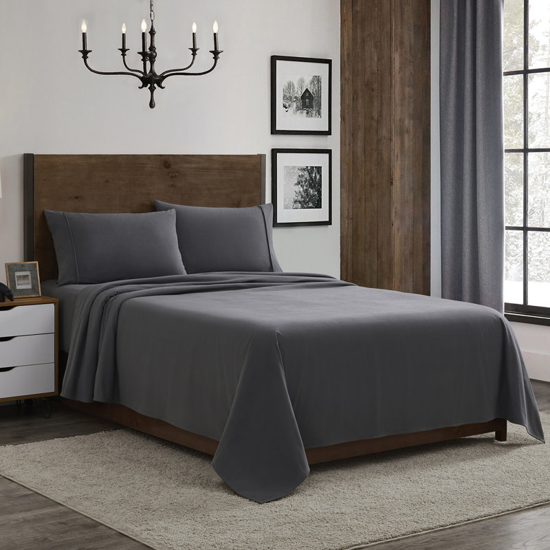 Cotton Flannel Solid Sheets Warm and Cozy Extra Deep Pockets, Gray, Queen