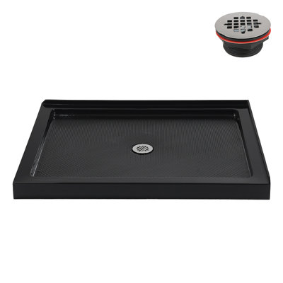 Streamline NT-2242-48BL-CR 48 in. x 36 in. Corner Acrylic Shower Base in Glossy Black with Center Drain, Drain Included