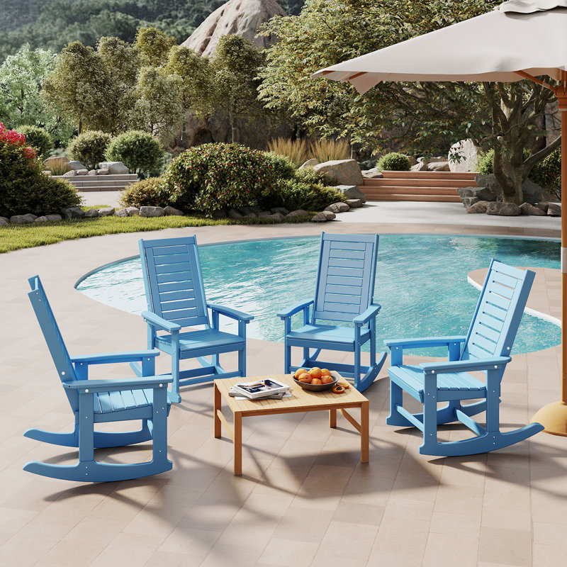 Hdpe Outdoor Rocking Chair (Set Of 4), Arctic