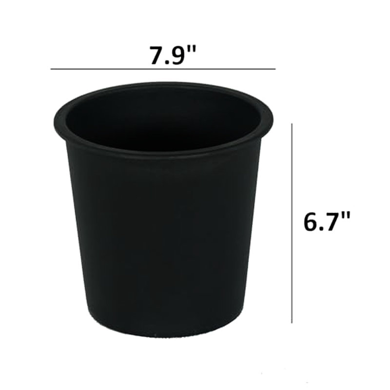 8" Round Nursery Planting Pots - 5 Plastic With Drainage. Construction. , Crack- & Fade . Black. For Gardening And Storage Purposes Garden Drainage Plant Pots. , Crack Proof All-Weather. Outdoors