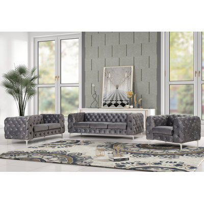 Godeus 3 - Piece Velvet Living Room Set