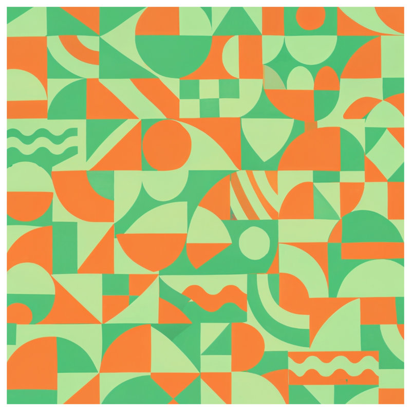 Tapisserie murale géométrique abstrait vert orange - Formes géométriques, 104in H x88 with 4 Grommets