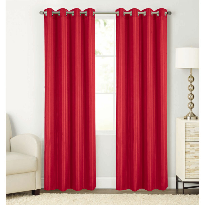 Baragrey Window Curtain With Grommets 90", Red