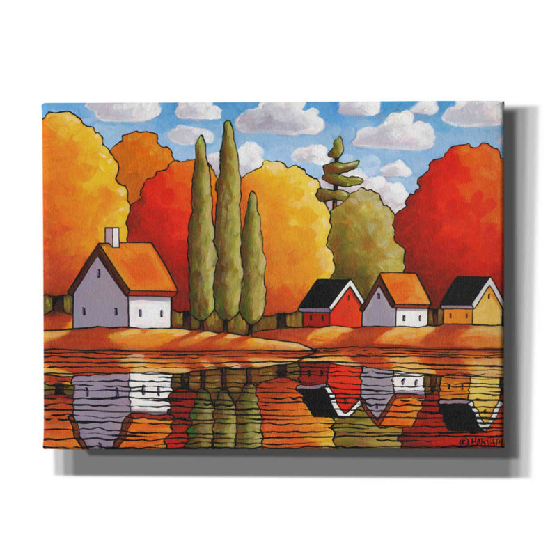 Winston Porter 'Fall Water Cabin Reflections' By Cathy Horvath-Buchanan, Canvas Wall Art, H 12 po x l 16 po x P 0,75 po