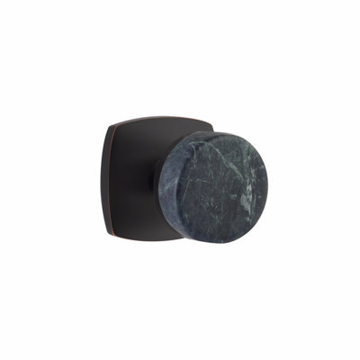 Ensemble de boutons de passage Emtek Select, rosette Urban Modern, tige conique, bouton en marbre vert, CF