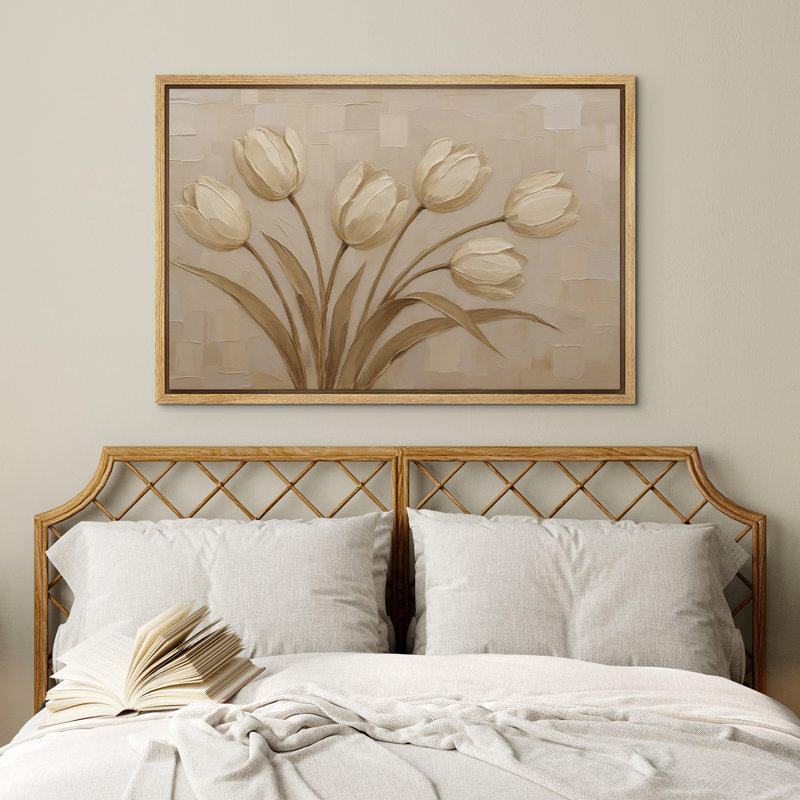 «Beige Tulips», impression botanique sur toile encadrée, H 16 po x l 24 po, Naturel