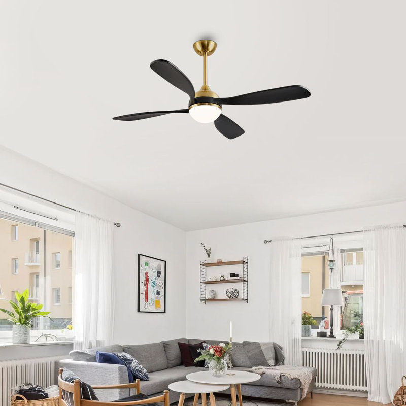 Ventilateur de plafond 54 pouces 4 pales standard Smart, Noir et or