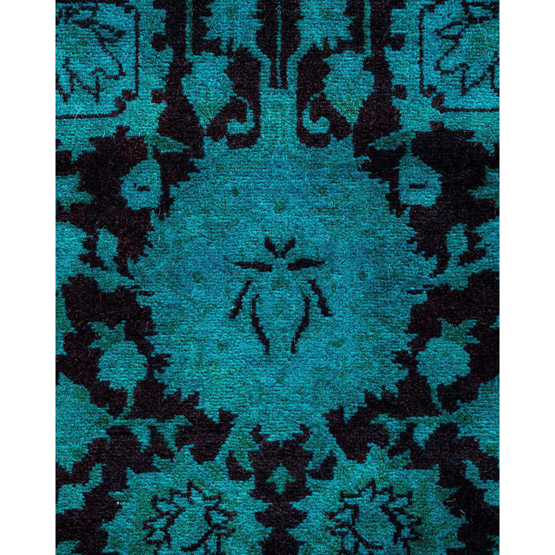 Tapis bleu noué à la main de conception unique Holsworth - bleu