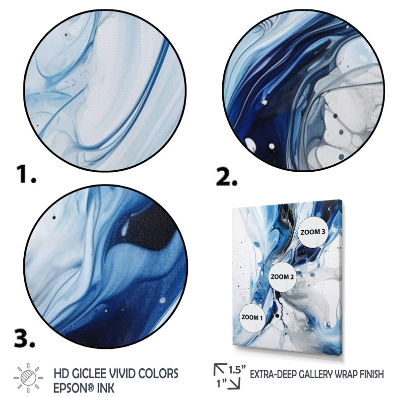 «Blue and Grey Ethereal Elixir I», reproduction d'art sur toile abstraite, Doré, H 32 po x l 24 po, Cadre photo unique