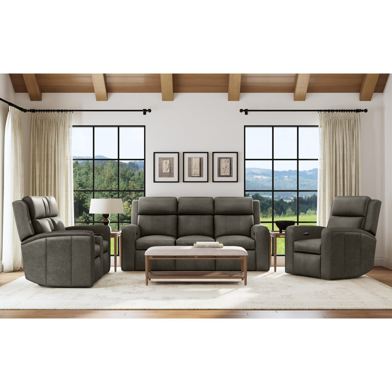 Harrison Power Recliner With Power Headrests & Lumbar, Gray
