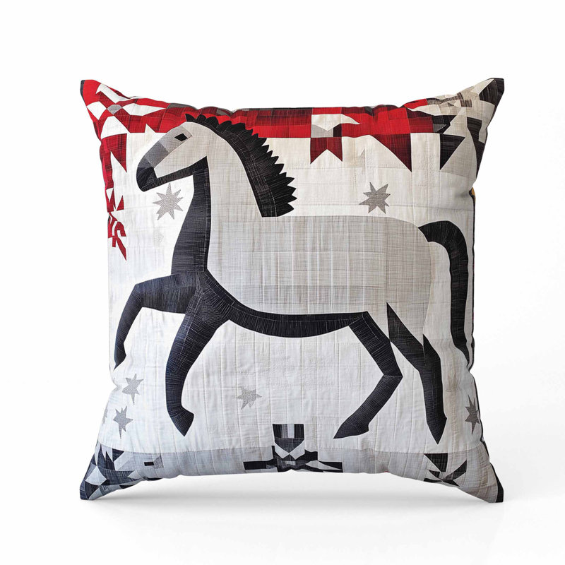 Coussin Starry Night, Carré 20 po, Noir / rouge / gris