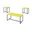 Ensemble de 3 pièces GT : table basse et table d'appoint, finition en fibre de carbone jaune et structure en métal.