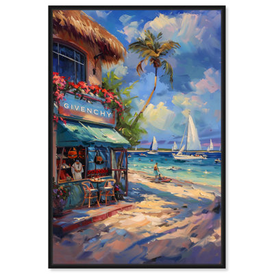 Art Remedy Modern Coastal Canvas   Shopping at the Beach