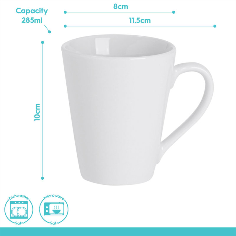 Argon Tableware - Classic Latte Mugs - 285ml - Set of 6