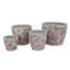 Ensemble de 4 pots à fleurs Kerry, motif floral rose, céramique blanche