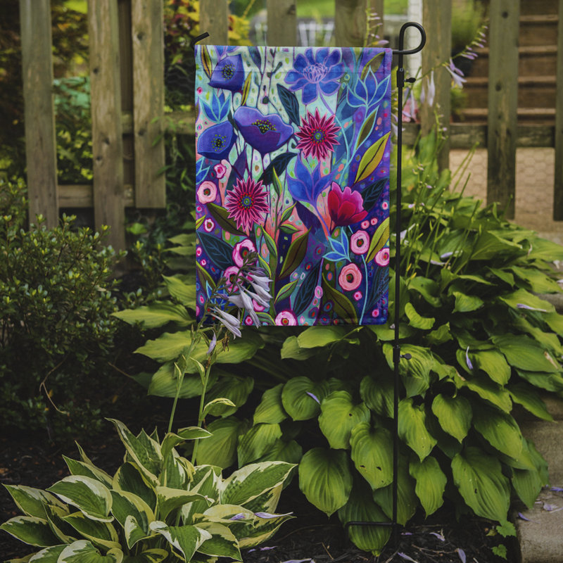 Drapeau de jardin en polyester 15,5 x 11 po Guerina, Fleurs en floraison mauve II