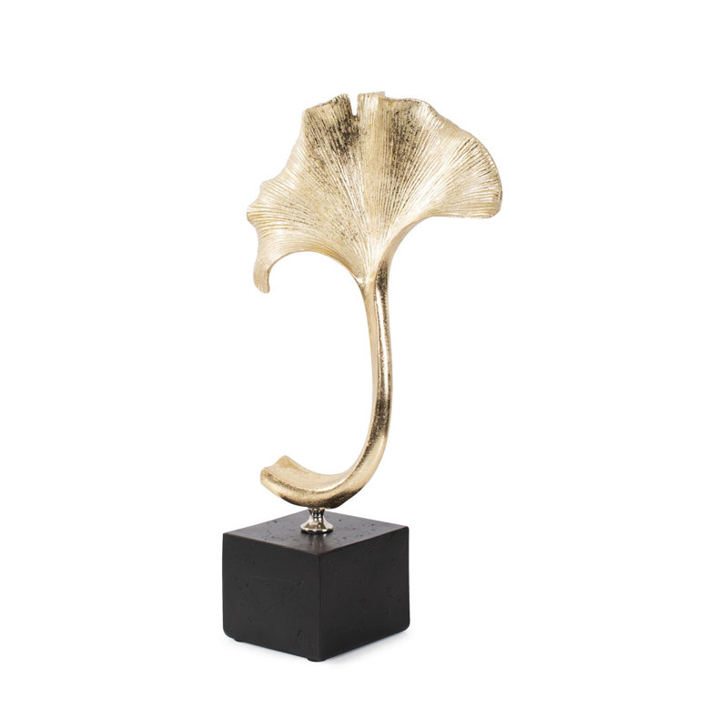 Gifu Golden Ginkgo Leaf Sculpture, 13.5" H x 7" W x 3.5" D