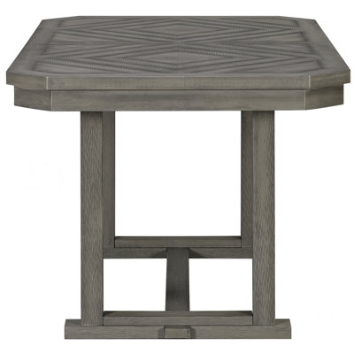 Ensemble de salle à manger 6 pièces en bois d'hévéa avec magnifique plateau en grain de bois, placage en bois massif et coussins moelleux