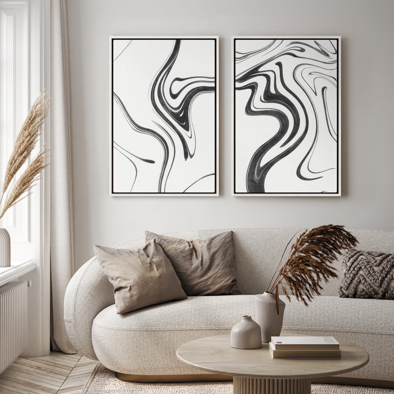 Art mural encadré sur toile, rétro muraux abstraits pour chambre à coucher, H 36 po x l 24 po, Blanc