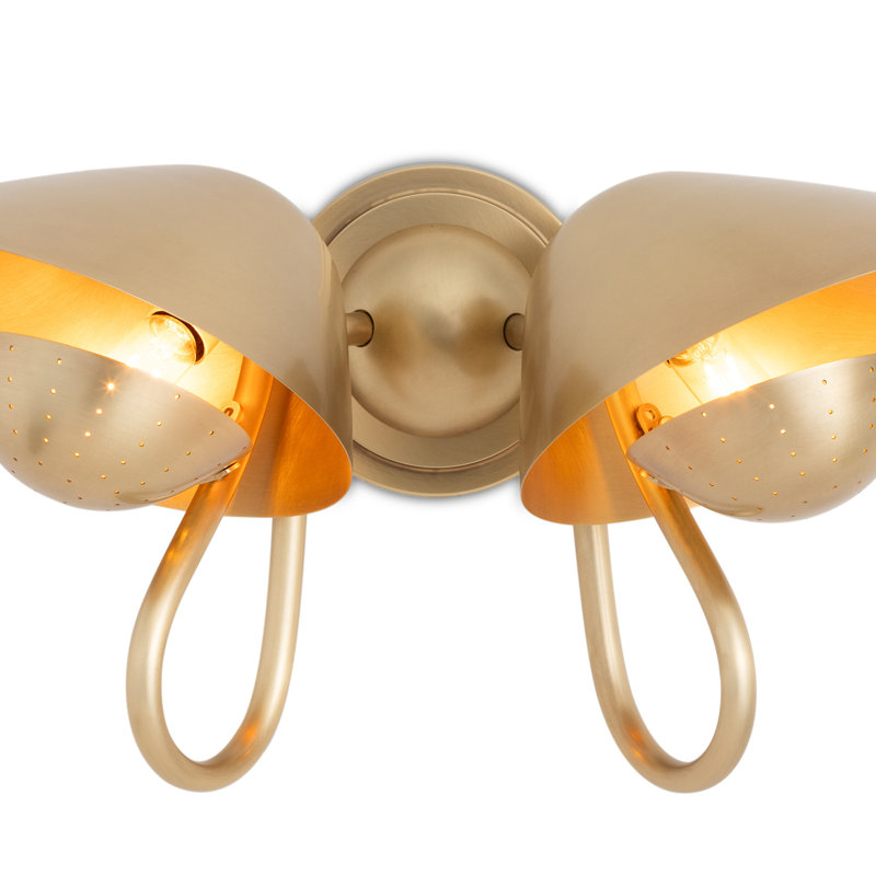 Keaton Sconce Double (Polished Nickel), Natural Brass