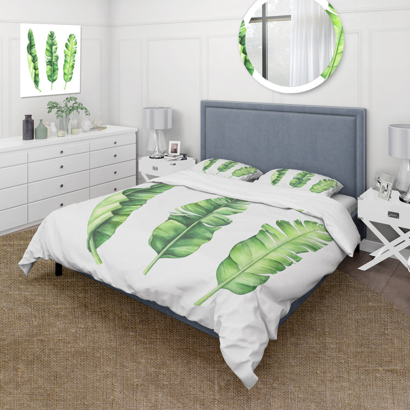 Ensemble de housse de couette style campagne tropicale - microfibre polyester