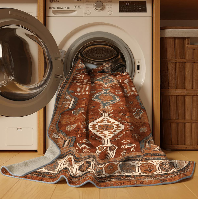 Machine Washable Turkish Brown Area Rug, Rectangulaire 2 pi x 3 pi