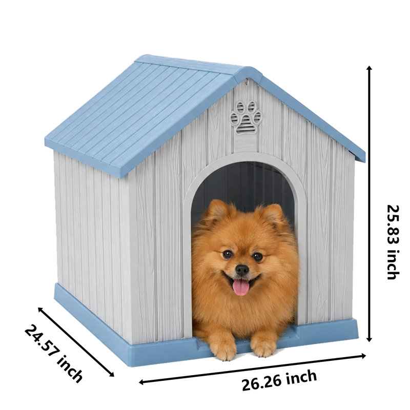 Niche pour chien en plastique résistante aux intempéries avec évents cachés et piquets de sol, abri pour animaux à base surélevée, assemblage sans outil