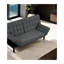 Futon-lit gris foncé avec siège et dossier capitonnés en biscuit - Accoudoirs réglables, canapé convertible pour le salon, design multifonctionnel contemporain
