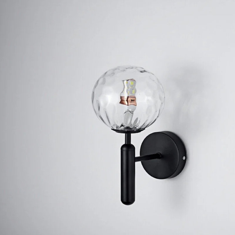 Lampe murale simple en verre martelé, Black