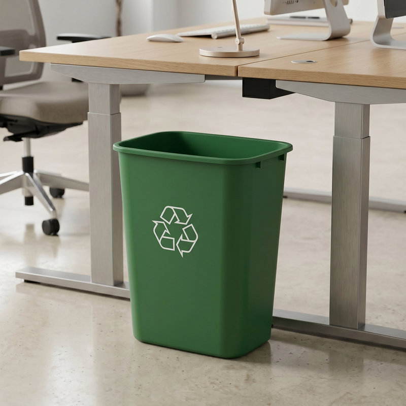 Plastic Commercial Trash Can, Green