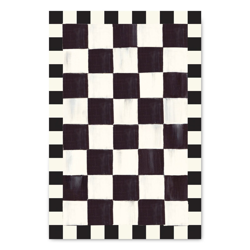 Courtly Checkered Washable Rug, Rectangle 2' x 3'