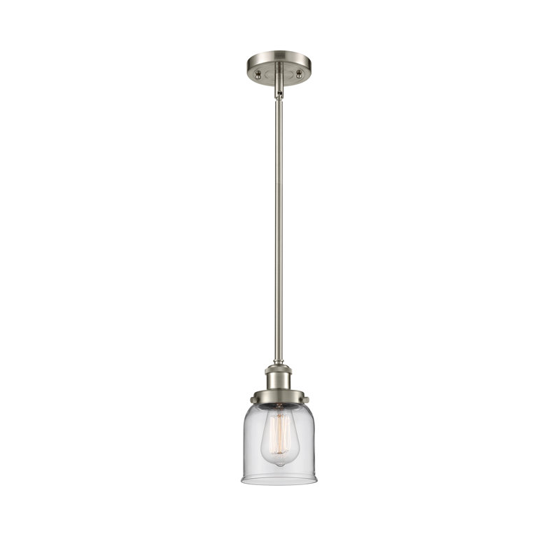 Mini luminaire suspendu à tige 5 po Ballston Urban Bell, Transparent, DEL, Nickel satiné brossé