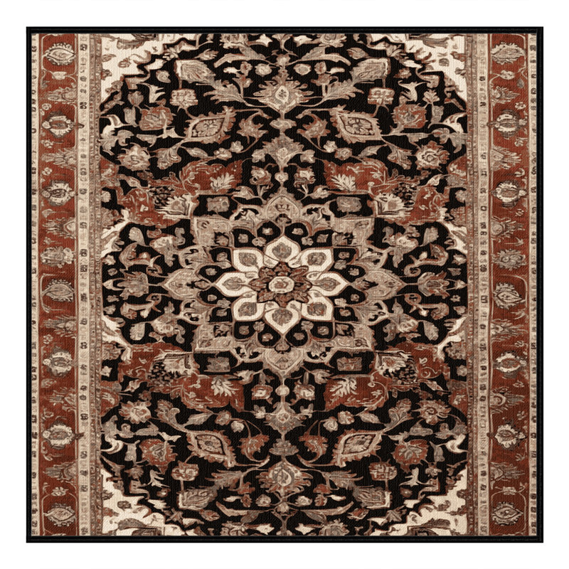 Machine Washable Persian Brown Area Rug, Square 3'