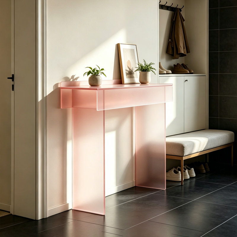 Console en acrylique givré, H 31,5 po x l 35,43 po x P 11,81 po