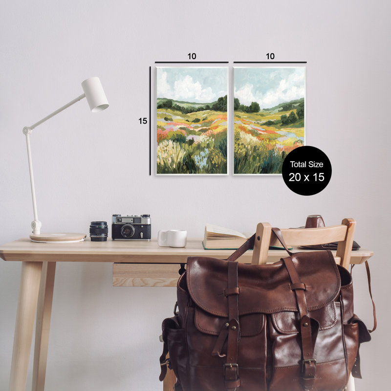 "Vast Meadow", ensemble de 2 plaques murales par Victoria Barnes, H 15 po x l 10 po