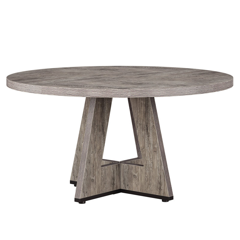 47" Round Farmhouse Dining Table – Kitchen Table For 4(Only Table,No Chair), Gray