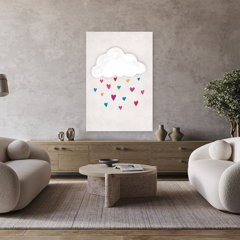 «Heart Rain Cloud Colorful Dreamy Playful Landscape Nature», art mural, H 48 po x l 32 po